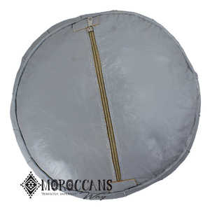 grey moroccan leather pouf