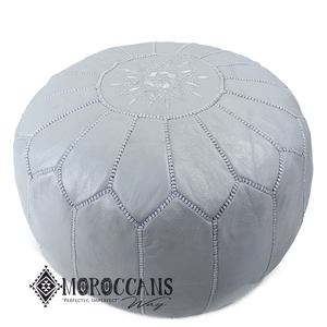grey moroccan leather pouf