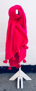 Hot Pink Moroccan Pompom Blanket