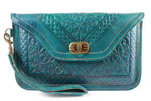Turquoise-Wristlet-moroccan -handmade-100%-leather-moroccansway