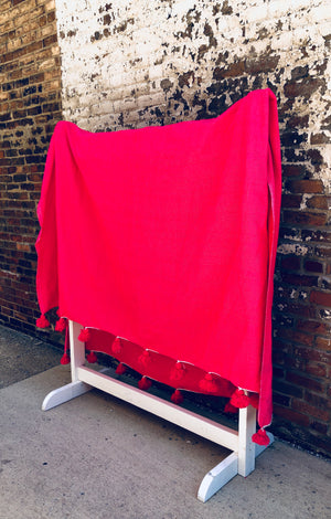 Hot Pink Moroccan Pompom Blanket
