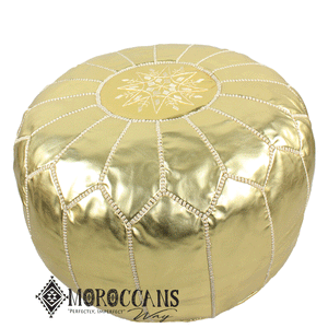 embroidered moroccan gold pouf