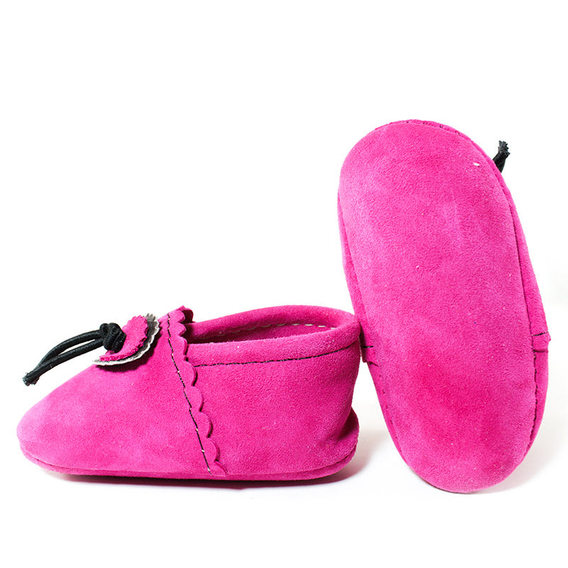 hot pink baby moccasins