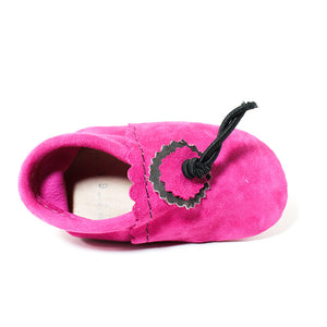 hot pink baby moccasins