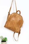 BROWN WOVEN LEATHER BACKPACK