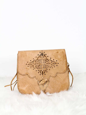 TAGHAZOUT TOOLED LEATHER CROSSBODY BAG