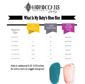 Baby Moccasin SIze Chart