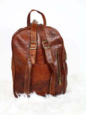 chestnut sun leather backpack