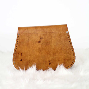 Brown Tooled Crossbody Leather Bag