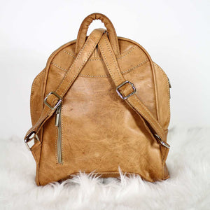 BROWN WOVEN LEATHER BACKPACK