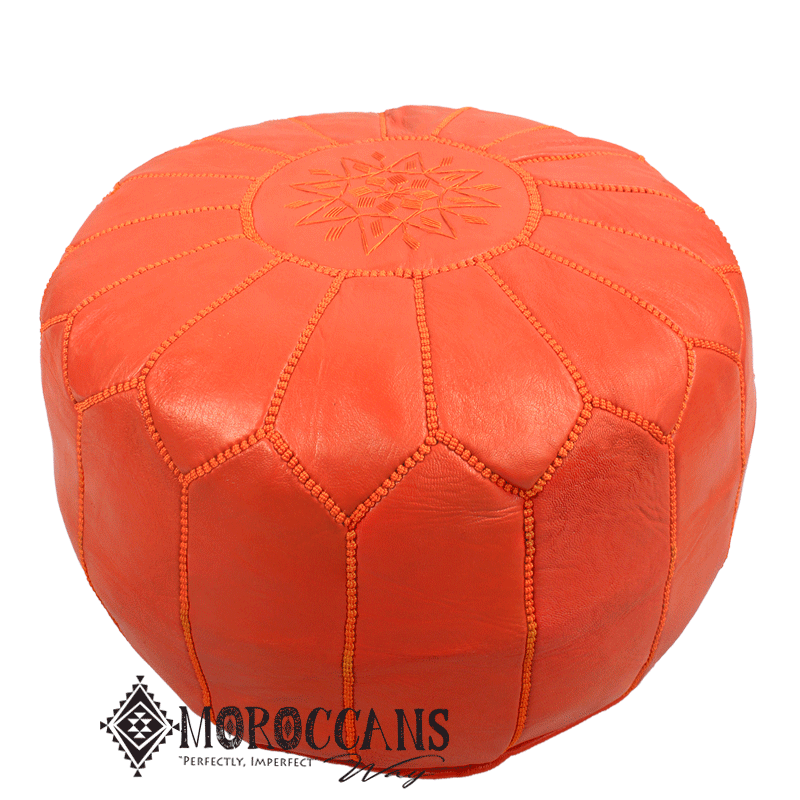 orange moroccan pouf