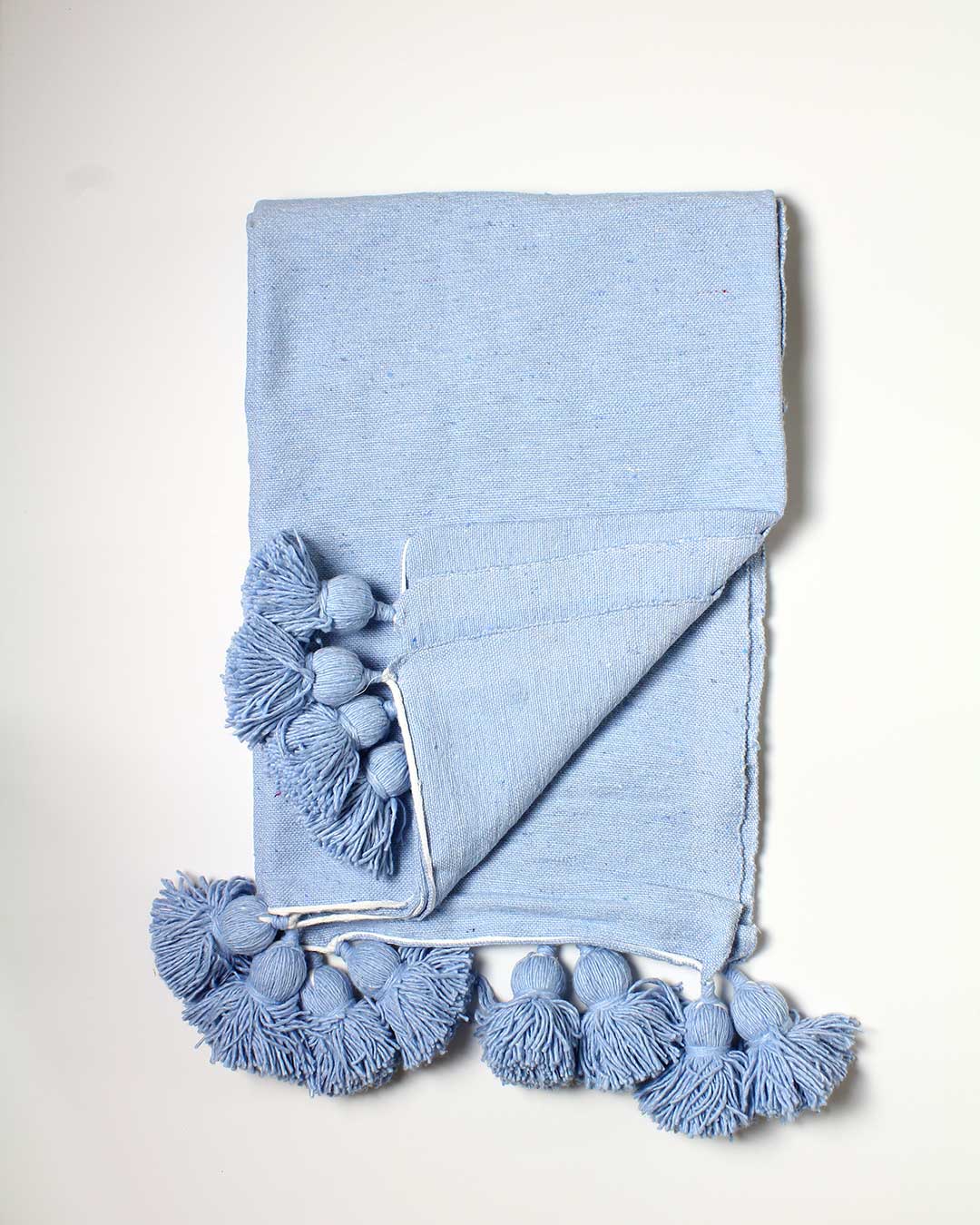 sky blue pompom blanket