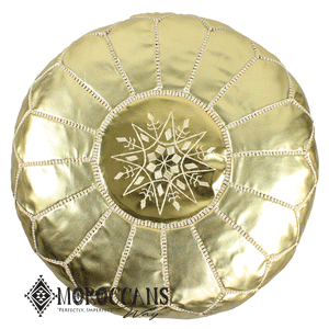 EMBROIDERED GOLD POUF