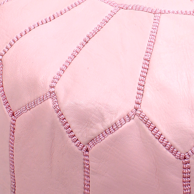 pink leather moroccan pouf