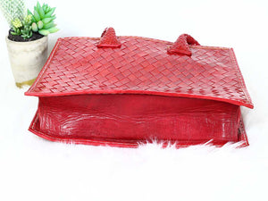 Red Woven Leather Tote bag