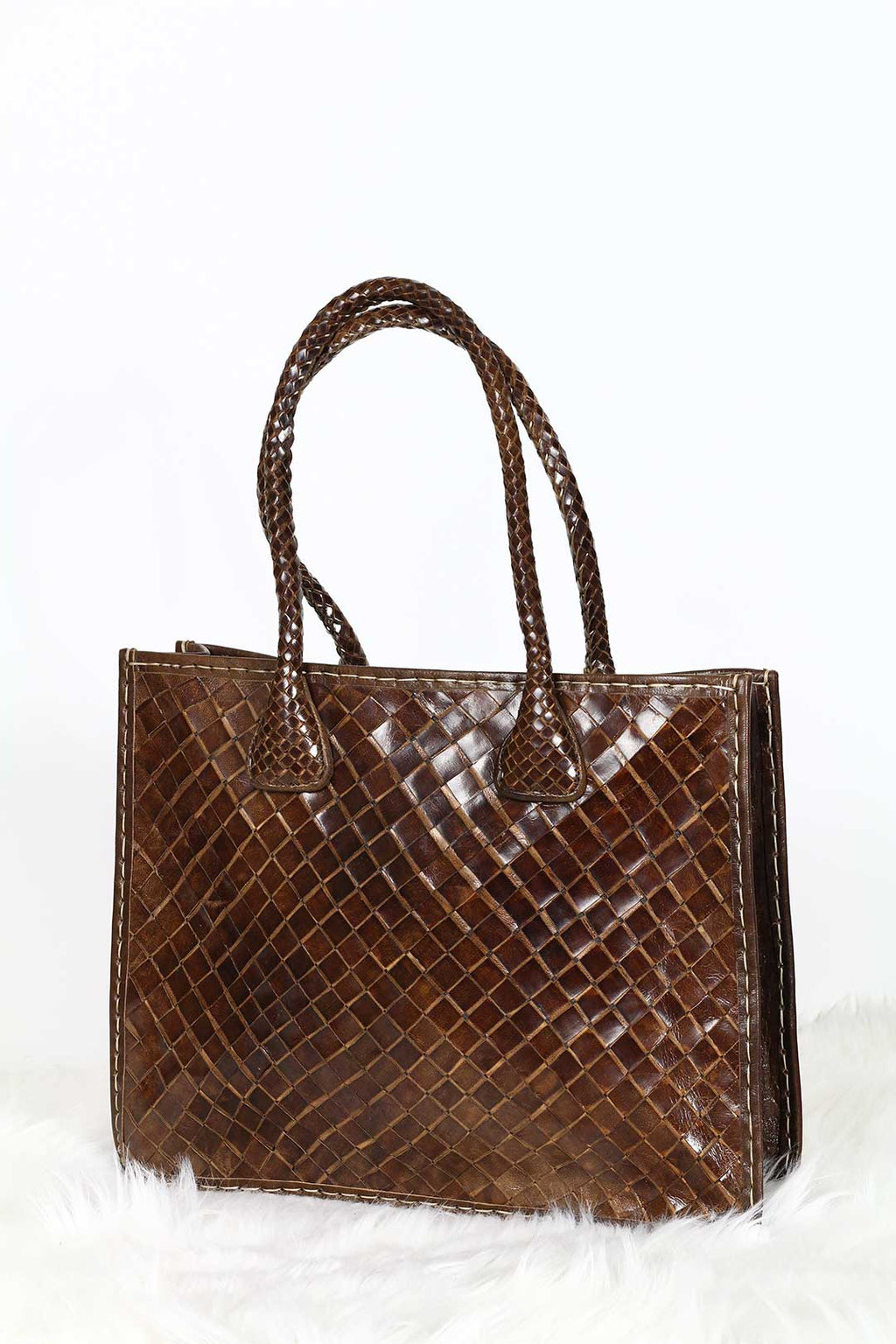 Brown Woven Leather Tote bag